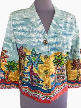 Nancy Bolen City Girl Blazer/Jacket Size M Glass Beads Embellished -Wearable Art